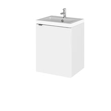 Hudson Reed Fusion 400mm Vanity Unit & Basin Contemp Gloss White MFC Painted Gloss 579x405x360mm - JJ Building Materials