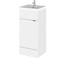 Hudson Reed Fusion 400mm Vanity Unit & Basin Contemp Gloss White MFC Painted Gloss 904x405x400mm - JJ Building Materials