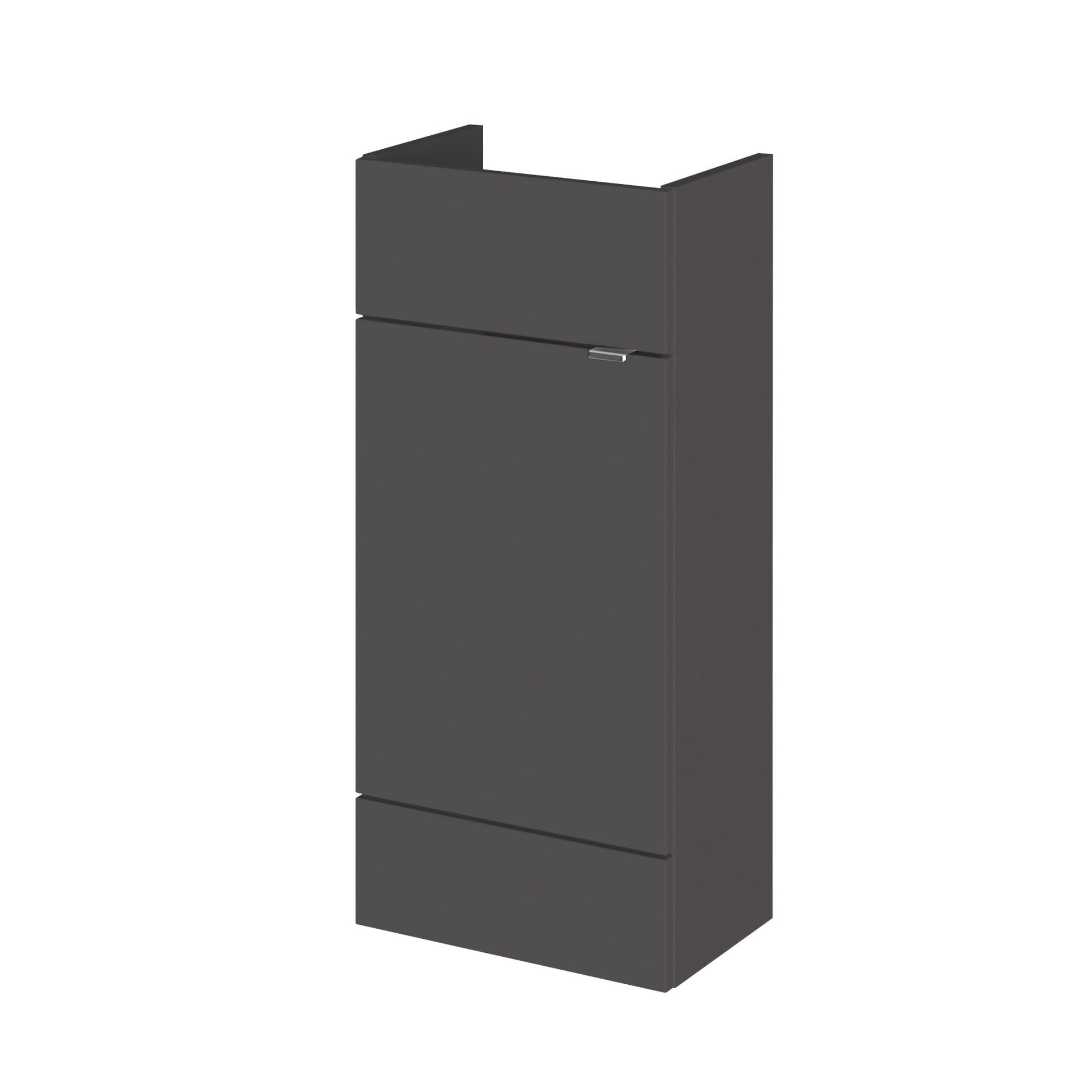 Hudson Reed Fusion 400mm Vanity Unit - Compact Contemp Gloss Grey MFC Painted Gloss 864x400x255mm - JJ Building Materials