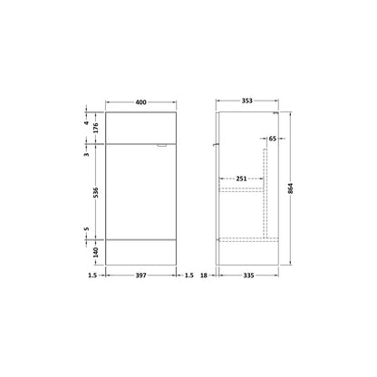 Hudson Reed Fusion 400mm Vanity Unit Contemp Charcoal Black MFC Textured Woodgrain 864x400x355mm - JJ Building Materials