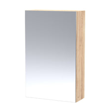 Hudson Reed Fusion 450mm Mirror Cabinet Contemp Bleached Oak MFC Textured Woodgrain 715x450x182mm - JJ Building Materials