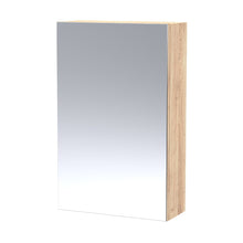 Hudson Reed Fusion 450mm Mirror Cabinet Contemp Bleached Oak MFC Textured Woodgrain 715x450x182mm - JJ Building Materials