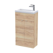 Hudson Reed Fusion 500mm Compact Vanity Unit & Basin Contemp Bleached Oak MFC Textured Woodgrain 904x503x255mm - JJ Building Materials