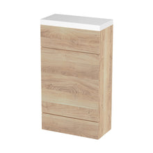 Hudson Reed Fusion 500mm Compact Wc Unit & Polymarble Top Contemp Bleached Oak MFC Textured Woodgrain 904x503x255mm - JJ Building Materials