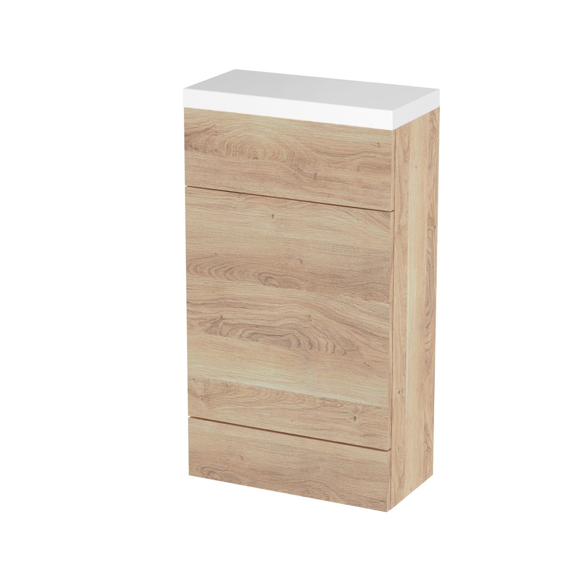 Hudson Reed Fusion 500mm Compact Wc Unit & Polymarble Top Contemp Bleached Oak MFC Textured Woodgrain 904x503x255mm - JJ Building Materials
