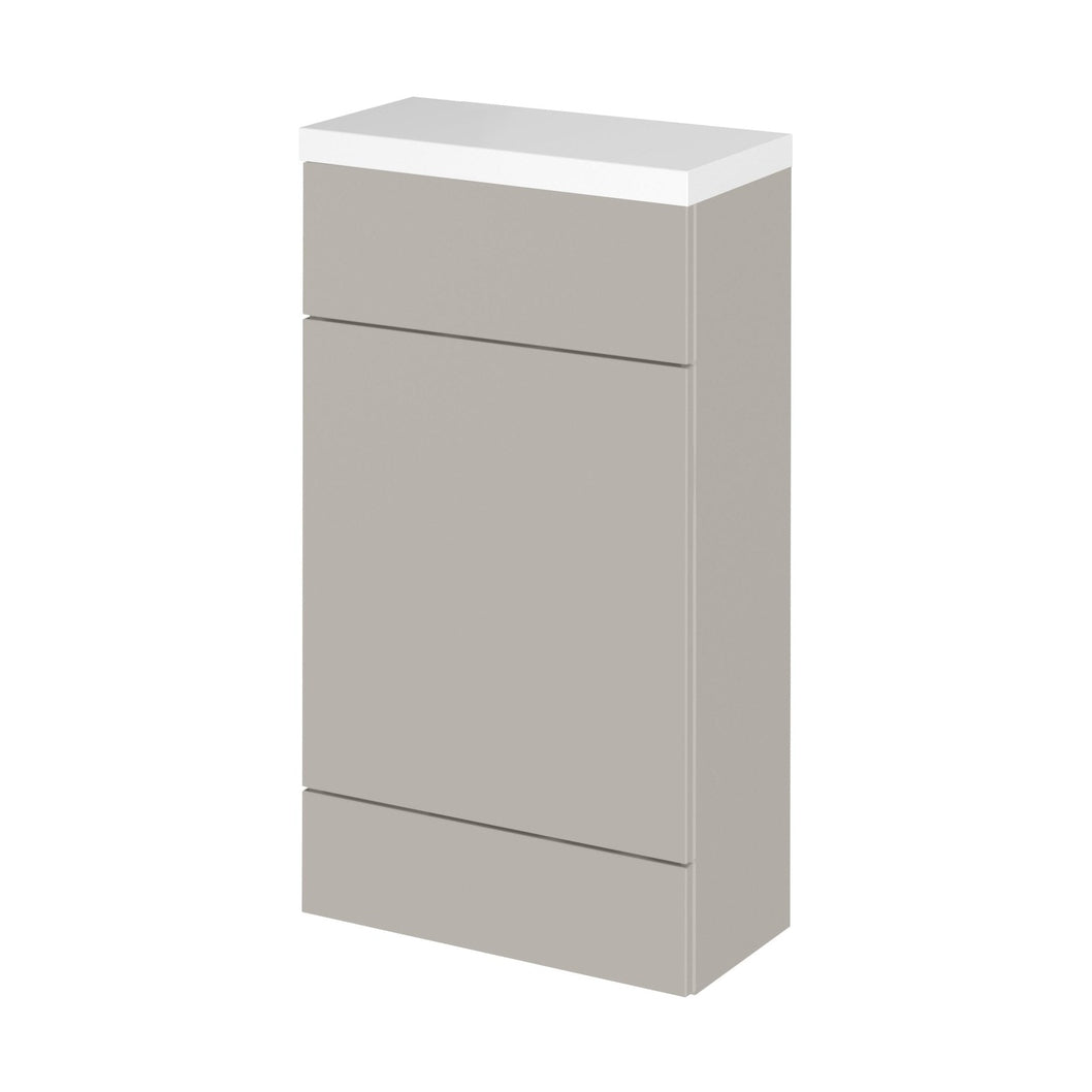 Hudson Reed Fusion 500mm Compact Wc Unit & Polymarble Top Contemp Pebble Grey MFC Smooth Matt 904x503x255mm - JJ Building Materials