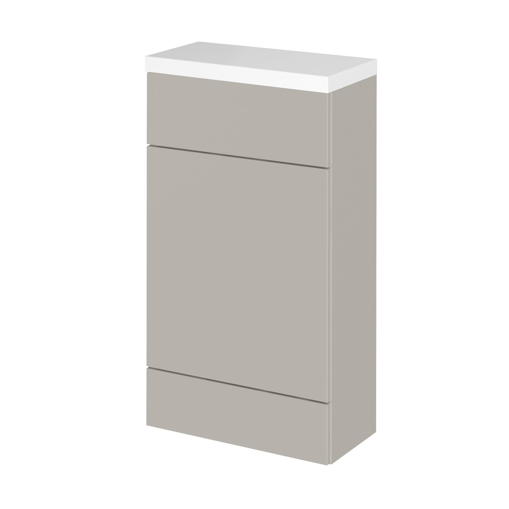 Hudson Reed Fusion 500mm Compact Wc Unit & Polymarble Top Contemp Pebble Grey MFC Smooth Matt 904x503x255mm - JJ Building Materials