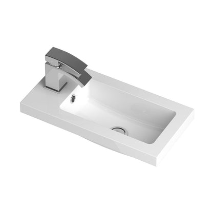 Hudson Reed Fusion 500mm Vanity Unit & Basin - Compact Contemp Charcoal Black MFC Textured Woodgrain 904x505x260mm - JJ Building Materials