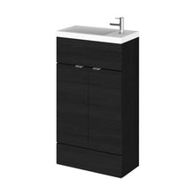 Hudson Reed Fusion 500mm Vanity Unit & Basin - Compact Contemp Charcoal Black MFC Textured Woodgrain 904x505x260mm - JJ Building Materials