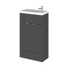 Hudson Reed Fusion 500mm Vanity Unit & Basin - Compact Contemp Gloss Grey MFC Painted Gloss 904x505x260mm - JJ Building Materials