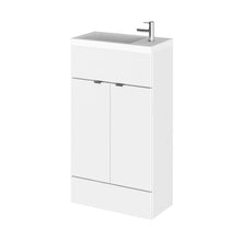 Hudson Reed Fusion 500mm Vanity Unit & Basin - Compact Contemp Gloss White MFC Painted Gloss 904x505x260mm - JJ Building Materials