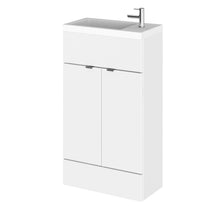 Hudson Reed Fusion 500mm Vanity Unit & Basin - Compact Contemp Gloss White MFC Painted Gloss 904x505x260mm - JJ Building Materials