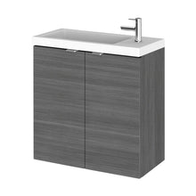 Hudson Reed Fusion 500mm Vanity Unit & Basin Contemp Anthracite Woodgrain MFC Textured Woodgrain 579x505x260mm - JJ Building Materials