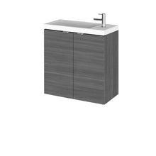 Hudson Reed Fusion 500mm Vanity Unit & Basin Contemp Anthracite Woodgrain MFC Textured Woodgrain 579x505x260mm - JJ Building Materials