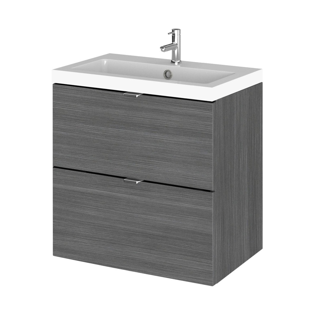 Hudson Reed Fusion 500mm Vanity Unit & Basin Contemp Anthracite Woodgrain MFC Textured Woodgrain 579x505x360mm - CBI541 - JJ Building Materials