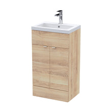Hudson Reed Fusion 500mm Vanity Unit & Basin Contemp Bleached Oak MFC Textured Woodgrain 904x503x355mm - JJ Building Materials