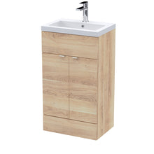 Hudson Reed Fusion 500mm Vanity Unit & Basin Contemp Bleached Oak MFC Textured Woodgrain 904x505x360mm - JJ Building Materials