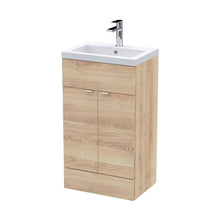 Hudson Reed Fusion 500mm Vanity Unit & Basin Contemp Bleached Oak MFC Textured Woodgrain 904x505x360mm - JJ Building Materials