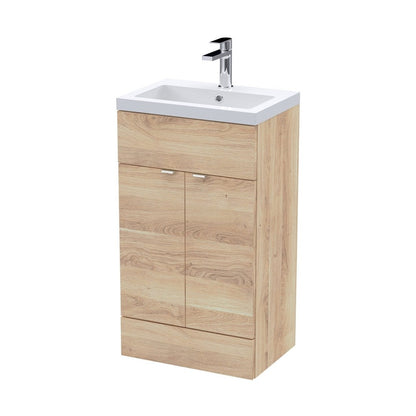 Hudson Reed Fusion 500mm Vanity Unit & Basin Contemp Bleached Oak MFC Textured Woodgrain 904x505x360mm - JJ Building Materials