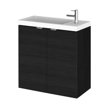 Hudson Reed Fusion 500mm Vanity Unit & Basin Contemp Charcoal Black MFC Textured Woodgrain 579x505x260mm - JJ Building Materials