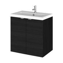 Hudson Reed Fusion 500mm Vanity Unit & Basin Contemp Charcoal Black MFC Textured Woodgrain 579x505x360mm - CBI640 - JJ Building Materials