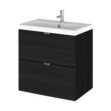 Hudson Reed Fusion 500mm Vanity Unit & Basin Contemp Charcoal Black MFC Textured Woodgrain 579x505x360mm - CBI641 - JJ Building Materials