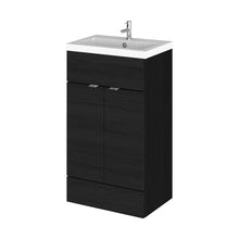 Hudson Reed Fusion 500mm Vanity Unit & Basin Contemp Charcoal Black MFC Textured Woodgrain 904x505x360mm - JJ Building Materials