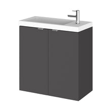 Hudson Reed Fusion 500mm Vanity Unit & Basin Contemp Gloss Grey MFC Painted Gloss 579x505x260mm - JJ Building Materials