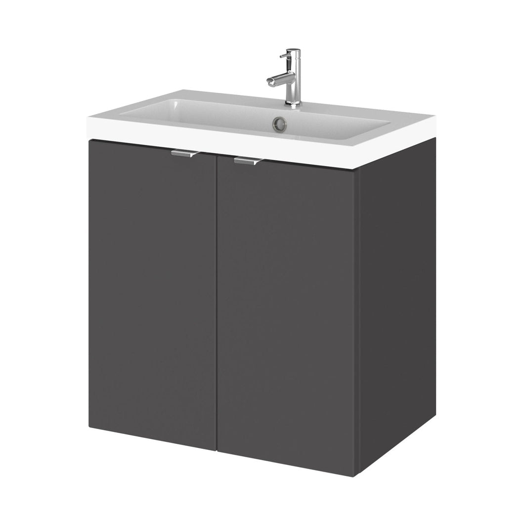 Hudson Reed Fusion 500mm Vanity Unit & Basin Contemp Gloss Grey MFC Painted Gloss 579x505x360mm - CBI940 - JJ Building Materials