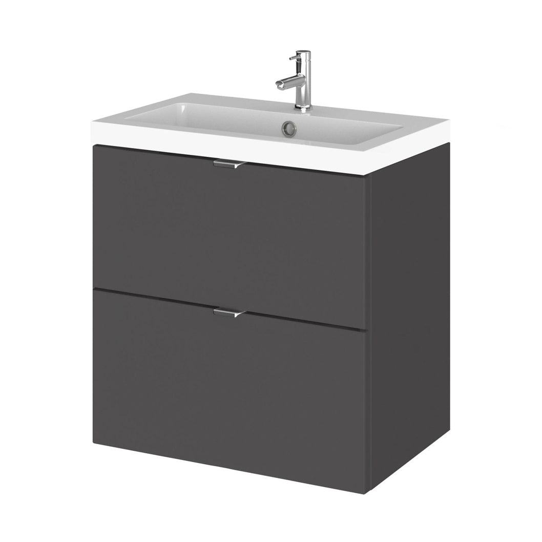 Hudson Reed Fusion 500mm Vanity Unit & Basin Contemp Gloss Grey MFC Painted Gloss 579x505x360mm - CBI941 - JJ Building Materials