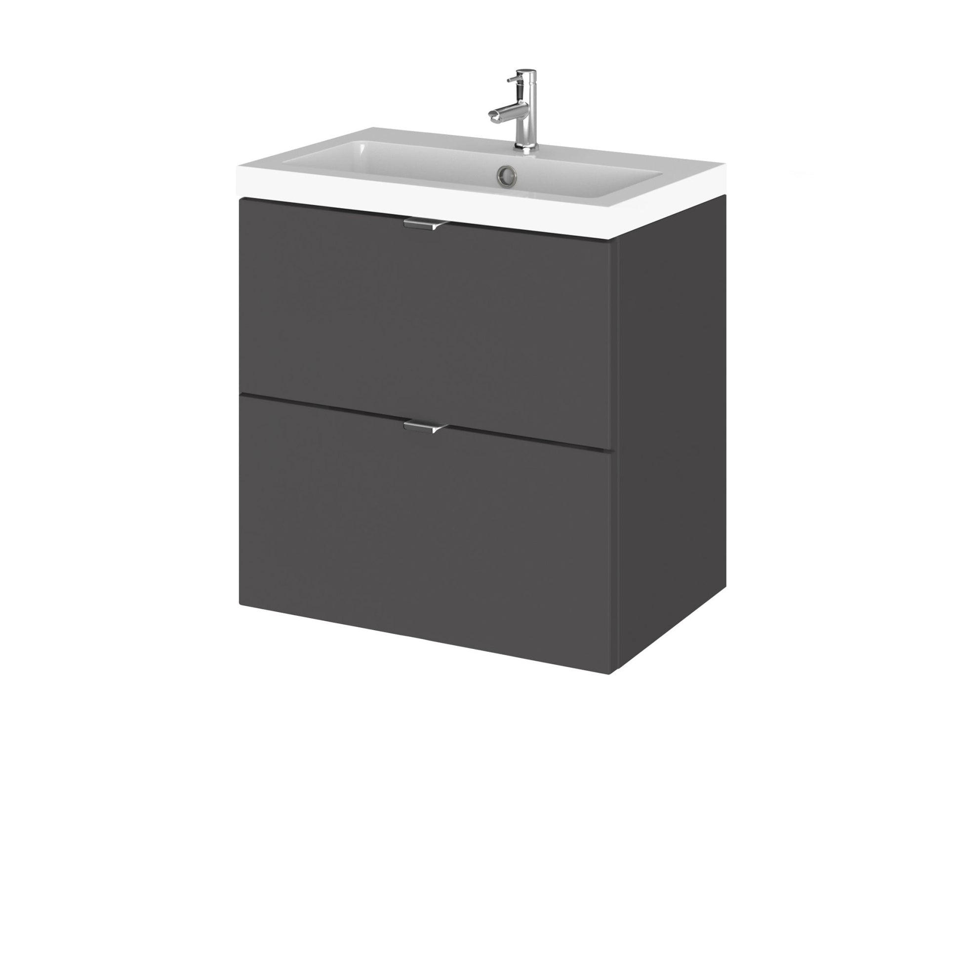 Hudson Reed Fusion 500mm Vanity Unit & Basin Contemp Gloss Grey MFC Painted Gloss 579x505x360mm - CBI941 - JJ Building Materials