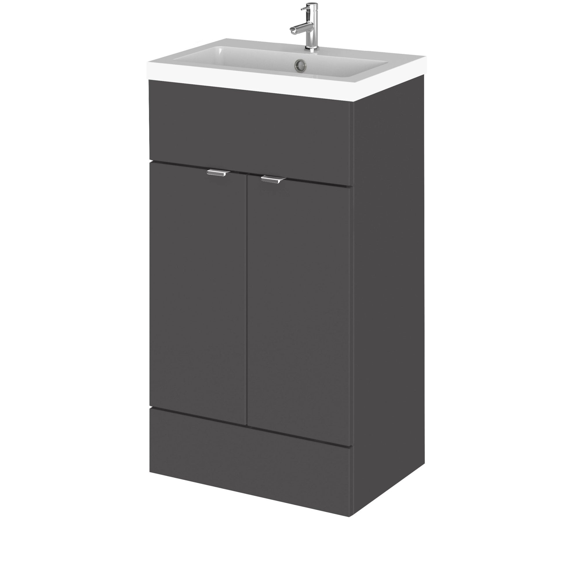 Hudson Reed Fusion 500mm Vanity Unit & Basin Contemp Gloss Grey MFC Painted Gloss 904x505x360mm - JJ Building Materials