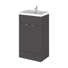 Hudson Reed Fusion 500mm Vanity Unit & Basin Contemp Gloss Grey MFC Painted Gloss 904x505x360mm - JJ Building Materials