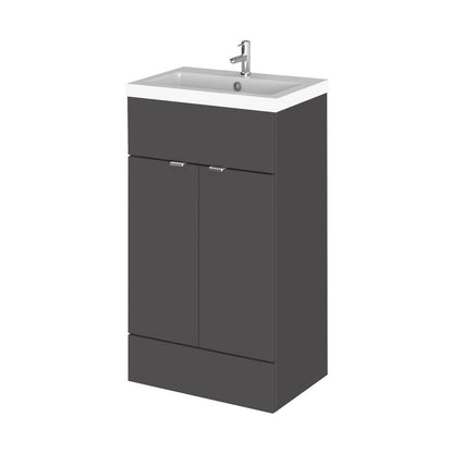Hudson Reed Fusion 500mm Vanity Unit & Basin Contemp Gloss Grey MFC Painted Gloss 904x505x360mm - JJ Building Materials