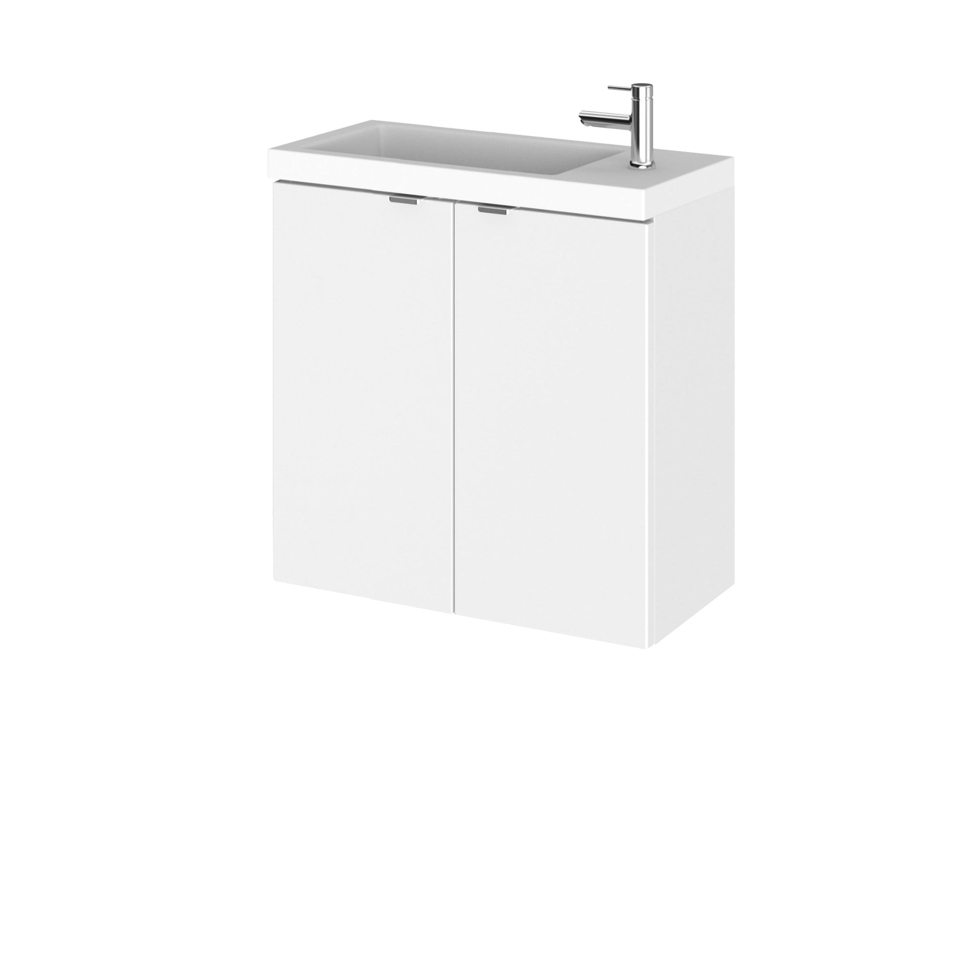 Hudson Reed Fusion 500mm Vanity Unit & Basin Contemp Gloss White MFC Painted Gloss 579x505x260mm - JJ Building Materials