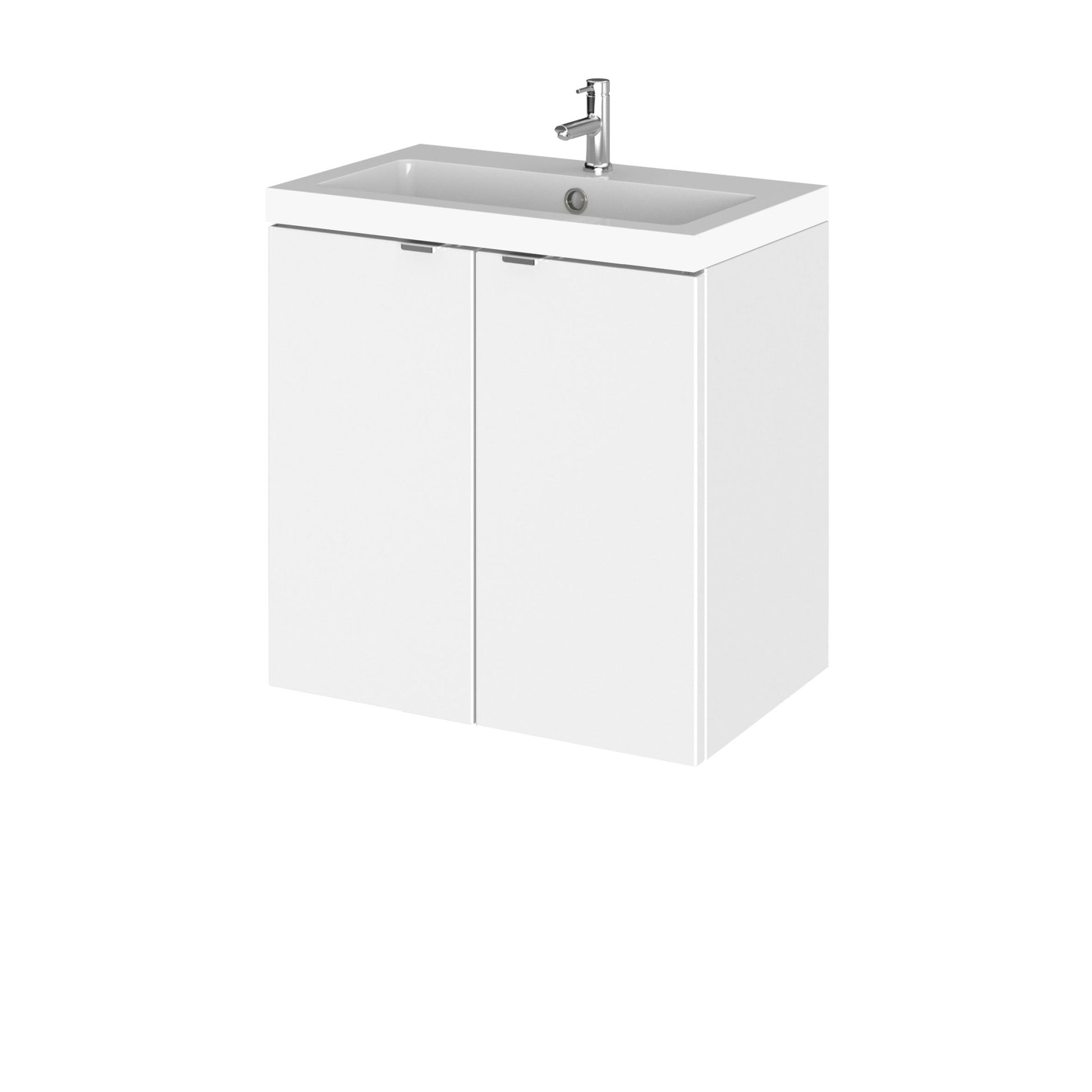 Hudson Reed Fusion 500mm Vanity Unit & Basin Contemp Gloss White MFC Painted Gloss 579x505x360mm - CBI140 - JJ Building Materials
