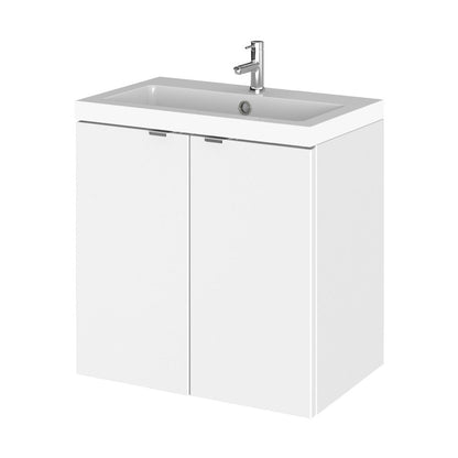 Hudson Reed Fusion 500mm Vanity Unit & Basin Contemp Gloss White MFC Painted Gloss 579x505x360mm - CBI140 - JJ Building Materials