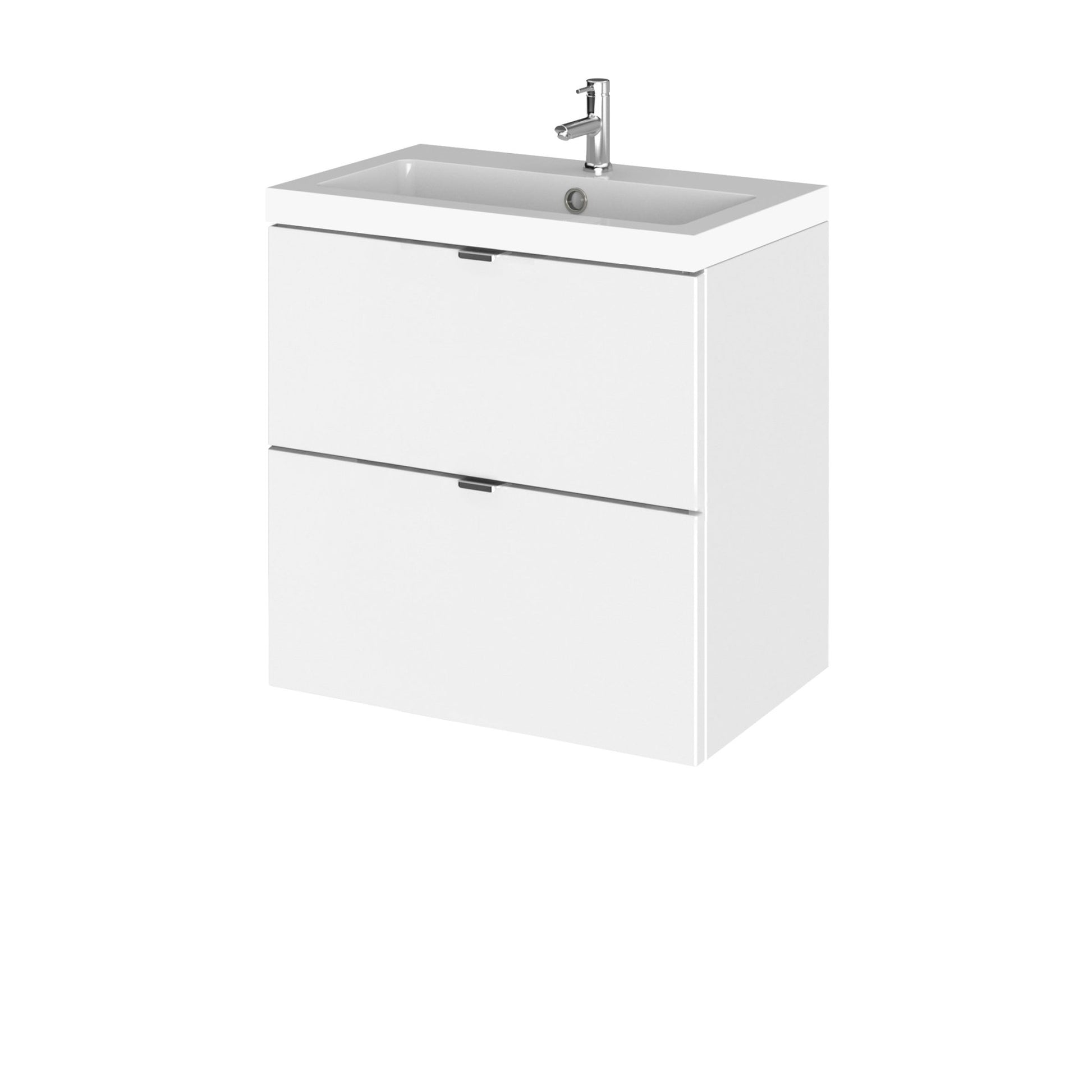 Hudson Reed Fusion 500mm Vanity Unit & Basin Contemp Gloss White MFC Painted Gloss 579x505x360mm - CBI141 - JJ Building Materials