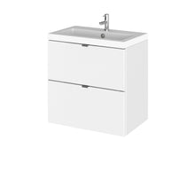Hudson Reed Fusion 500mm Vanity Unit & Basin Contemp Gloss White MFC Painted Gloss 579x505x360mm - CBI141 - JJ Building Materials