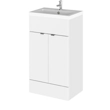 Hudson Reed Fusion 500mm Vanity Unit & Basin Contemp Gloss White MFC Painted Gloss 904x505x360mm - JJ Building Materials