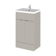 Hudson Reed Fusion 500mm Vanity Unit & Basin Contemp Pebble Grey MFC Smooth Matt 904x503x355mm - JJ Building Materials