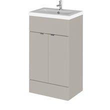 Hudson Reed Fusion 500mm Vanity Unit & Basin Contemp Pebble Grey MFC Smooth Matt 904x505x360mm - JJ Building Materials