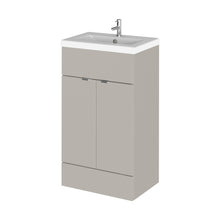 Hudson Reed Fusion 500mm Vanity Unit & Basin Contemp Pebble Grey MFC Smooth Matt 904x505x360mm - JJ Building Materials