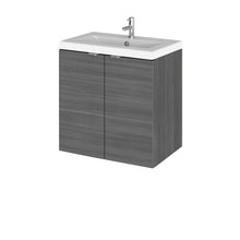 Hudson Reed Fusion 500mm Vanity Unit & Ceramic Basin Contemp Anthracite Woodgrain MFC Textured Woodgrain 579x505x360mm - CBI540A - JJ Building Materials