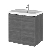 Hudson Reed Fusion 500mm Vanity Unit & Ceramic Basin Contemp Anthracite Woodgrain MFC Textured Woodgrain 579x505x360mm - CBI540A - JJ Building Materials