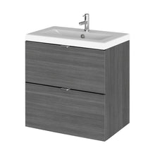 Hudson Reed Fusion 500mm Vanity Unit & Ceramic Basin Contemp Anthracite Woodgrain MFC Textured Woodgrain 579x505x360mm - CBI541A - JJ Building Materials