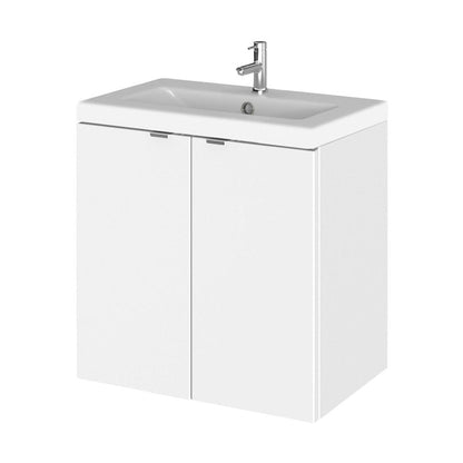 Hudson Reed Fusion 500mm Vanity Unit & Ceramic Basin Contemp Gloss White MFC Painted Gloss 579x505x360mm - CBI140A - JJ Building Materials