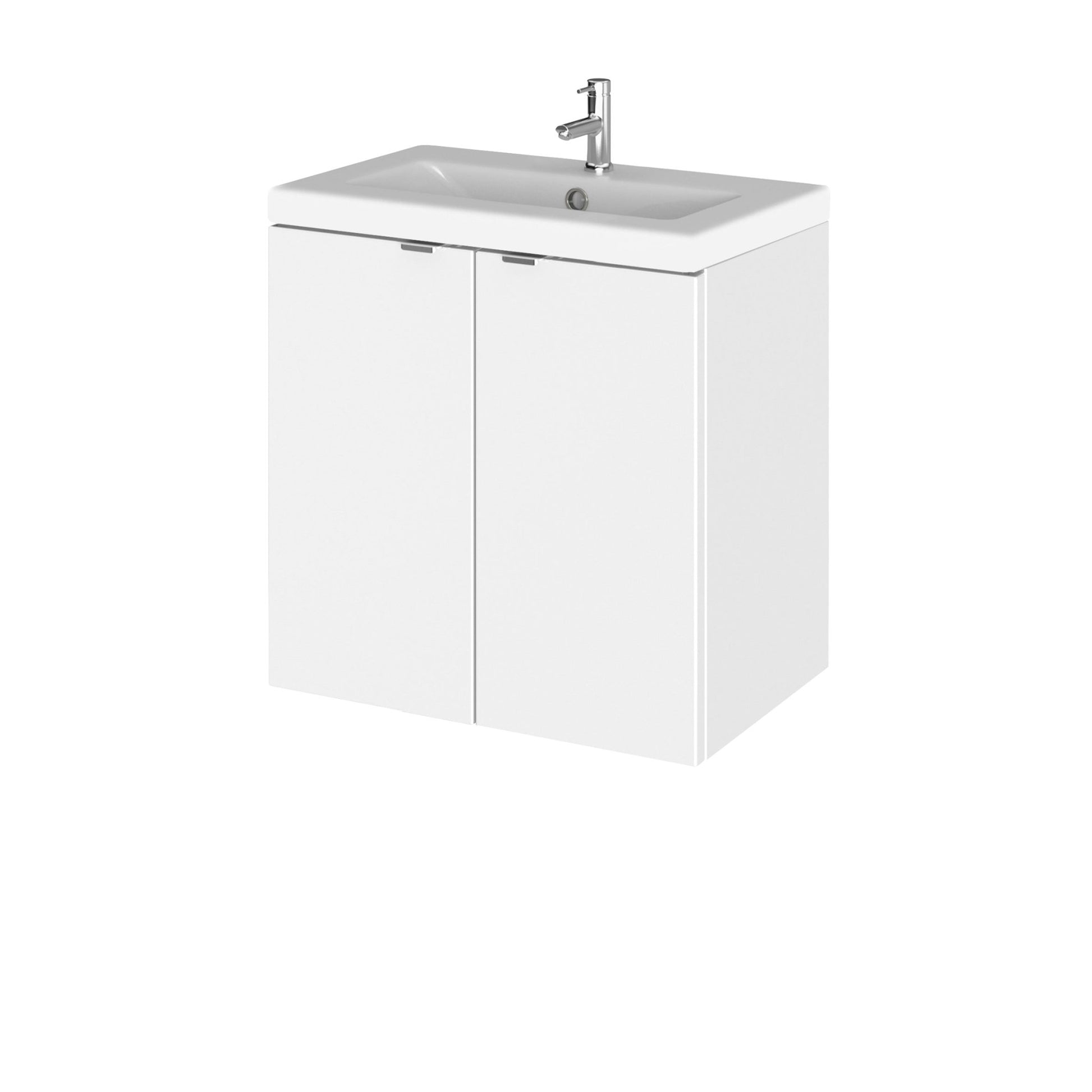 Hudson Reed Fusion 500mm Vanity Unit & Ceramic Basin Contemp Gloss White MFC Painted Gloss 579x505x360mm - CBI140A - JJ Building Materials