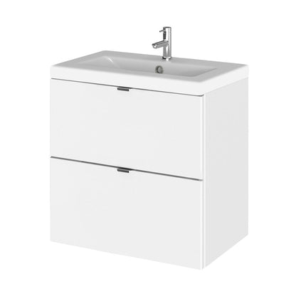 Hudson Reed Fusion 500mm Vanity Unit & Ceramic Basin Contemp Gloss White MFC Painted Gloss 579x505x360mm - CBI141A - JJ Building Materials