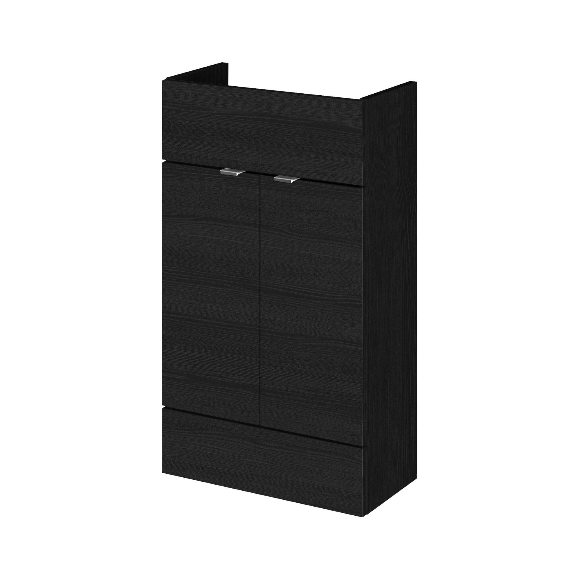 Hudson Reed Fusion 500mm Vanity Unit - Compact Contemp Charcoal Black MFC Textured Woodgrain 864x500x255mm - JJ Building Materials
